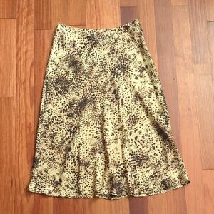 Leopard Print Satin Midi Skirt Size Medium